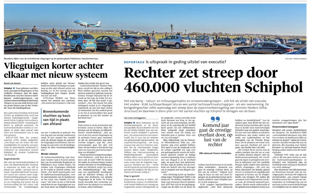 Artikel in Leidsch Dagblad over krimp Schiphol