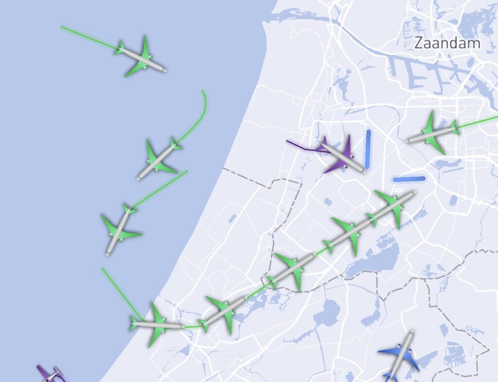 TBS vliegen Schiphol ( 8 vliegtuigen per 15 minuten)